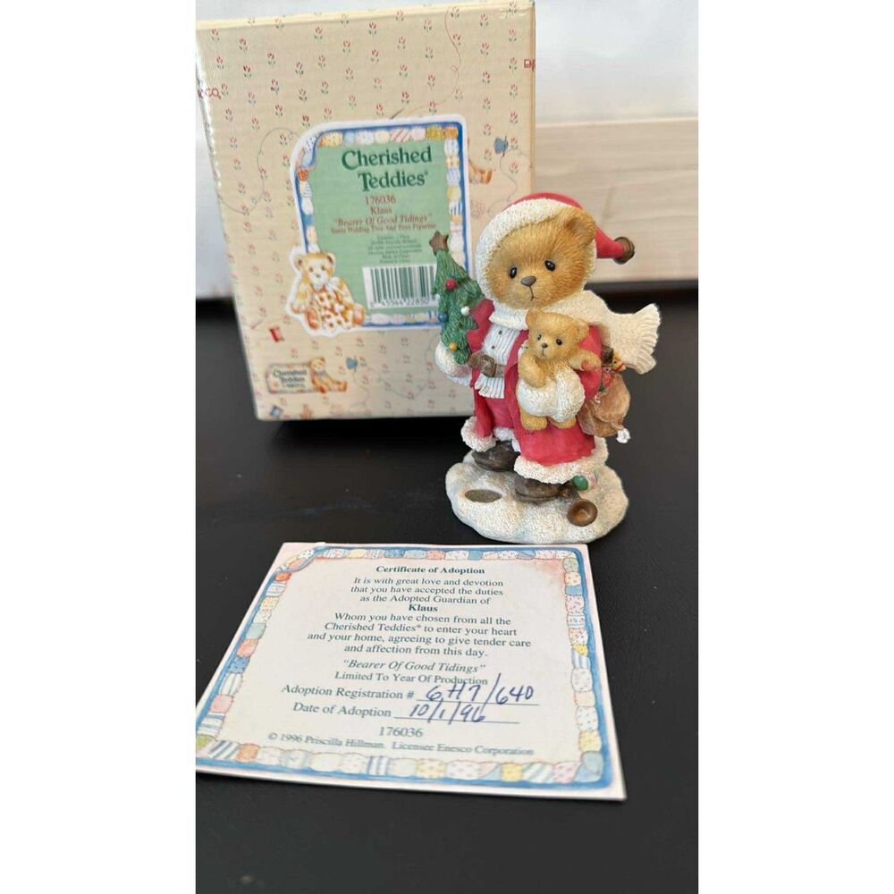 Cherished Teddies Klaus Santa Limited Bearer of Good Tidings # 176036 with Box